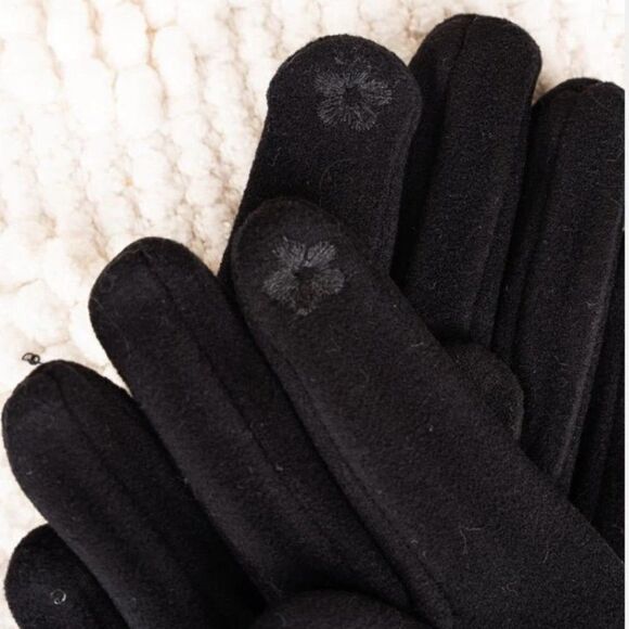 LIB Design NY Black Microsuede Smart Touch Gloves OSFM - Picture 4 of 9